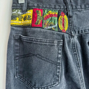 Vintage Pistol Black Wash Relaxed Leg High Wiast Jeans 28"W